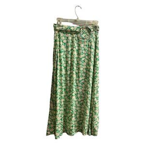 Capulet Skirt Women S Green Floral Maxi High Slit Cottagecore Retro Boho Western